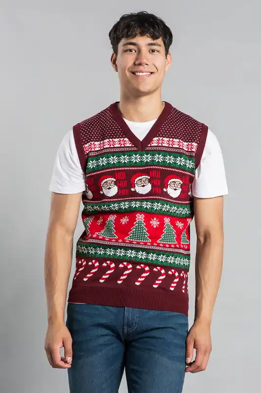 Christmas V Neck Jacquard Knitted Vest - Tokyo Laundry