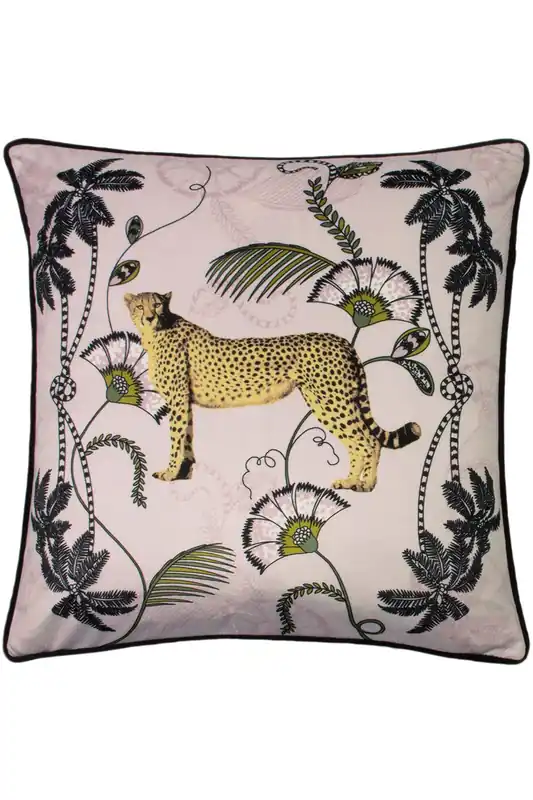 Tropical Cheetah Printed Piped Cushion - Paoletti