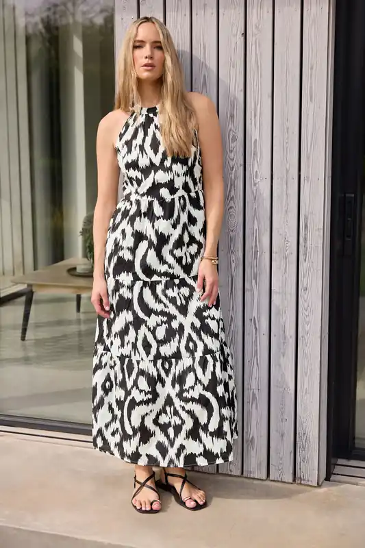 Tall Abstract Print Halterneck Dress - Long Tall Sally