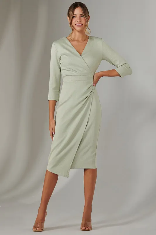 Metallic Wrap Bodycon Dress - Jolie Moi