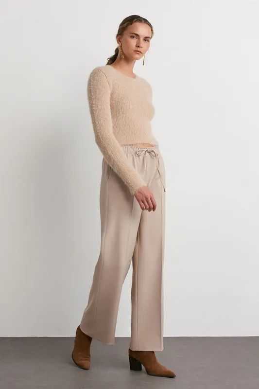 Wide-Leg Crepe Trousers
