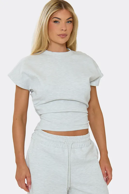 Short Sleeve Crew Neck Ruched T-shirt