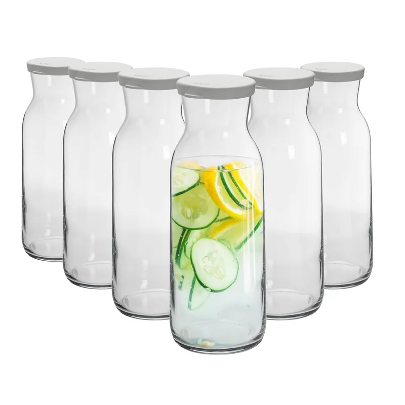 Brocca Glass Carafes with Silicone Lids - 1.2 Litre - Pack of 6