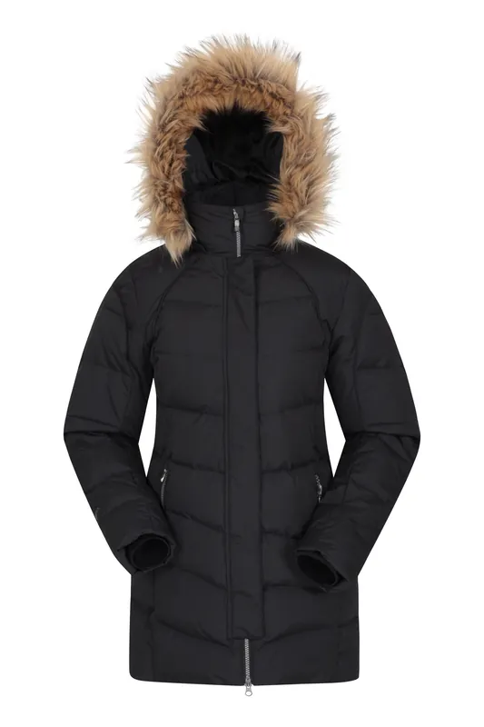 'Isla II' Water Resistant Winter Faux Fur Trim Down Jacket - Mountain Warehouse