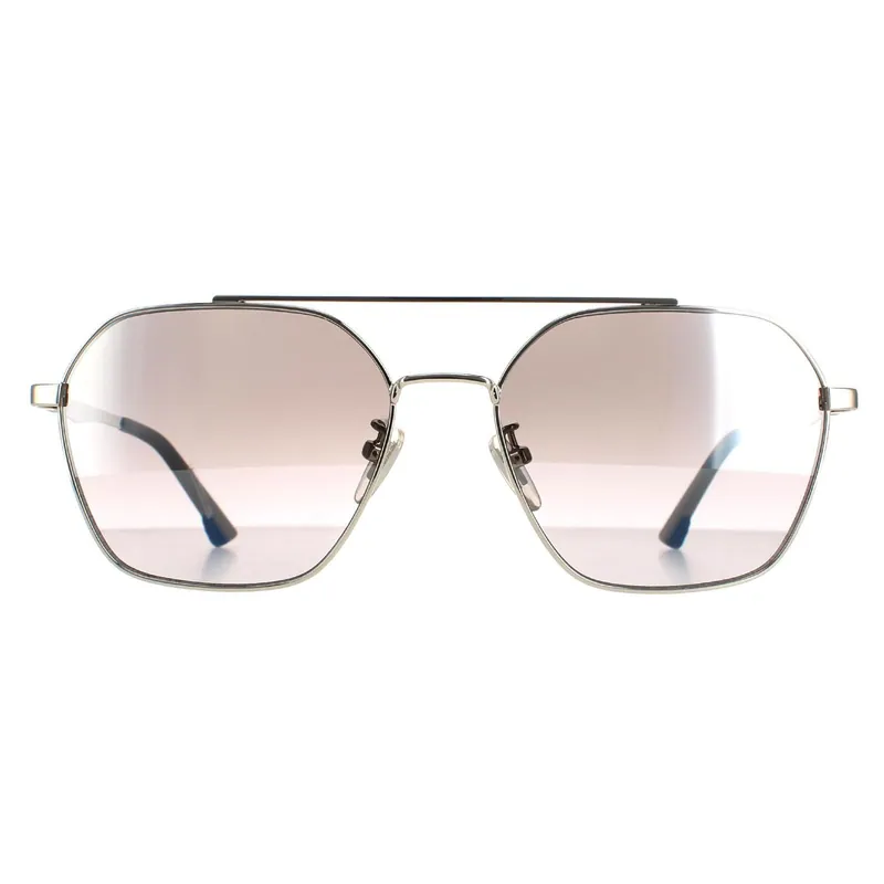 Aviator Shiny Palladium Smoke Silver Mirror SPL771 Vibe 2 - Police