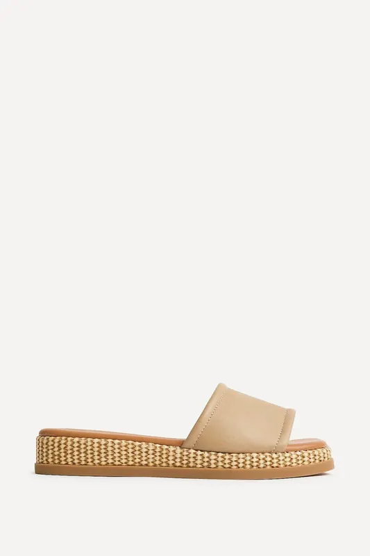 Stay Taupe Flatform Mule Sandals - Linzi