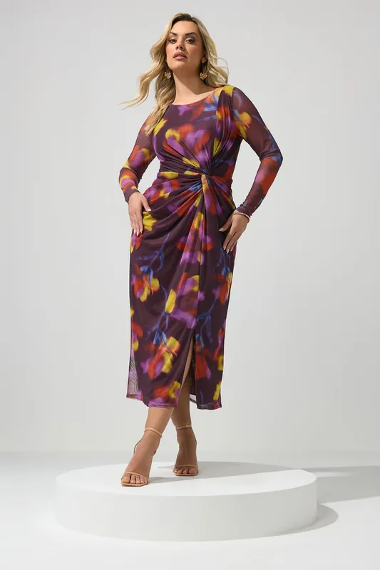 Floral Mesh Midi Dress - Yours