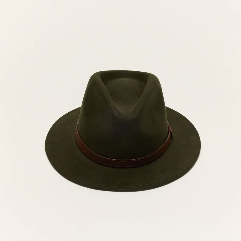 Wool Felt Fedora Hat with Leather Band - Liquorish