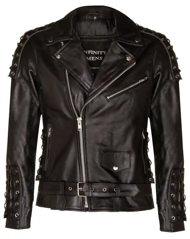 Embossed Brando Leather Biker Jacket-Chicago