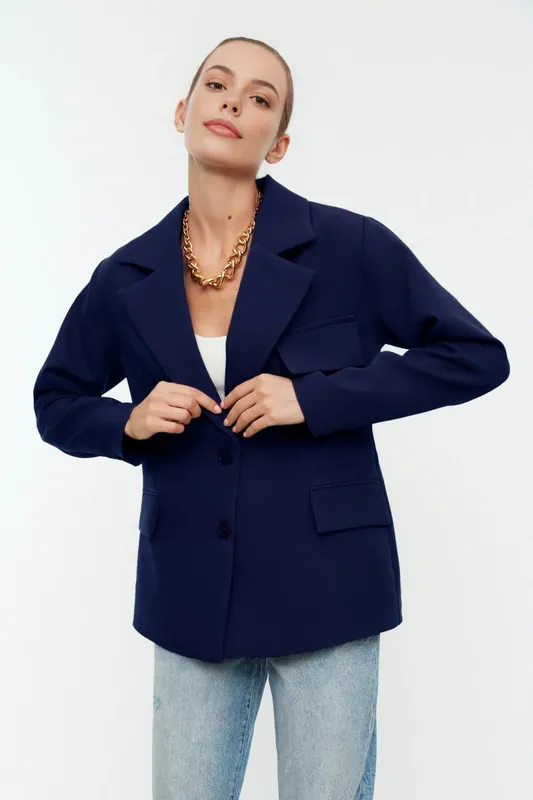 Oversized Tailored Lined Woven Blazer Jacket - WOVCOR