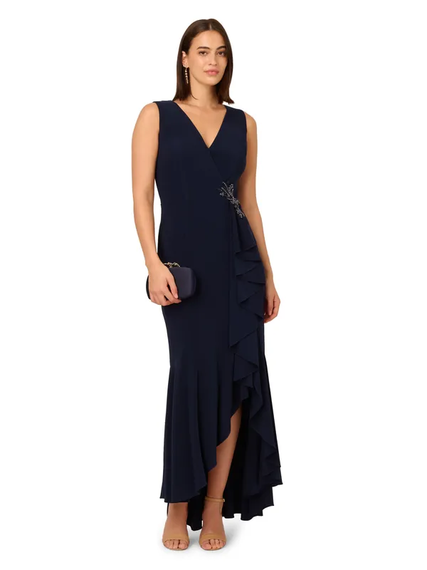 Ruffle Flounce Jersey Gown - Adrianna Papell