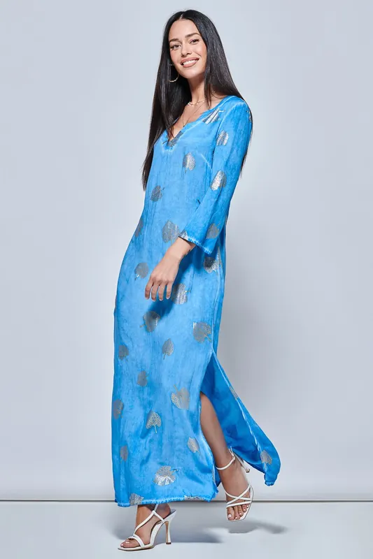 3/4 Sleeve Loose Fit Holiday Tunic Maxi Dress - Jolie Moi