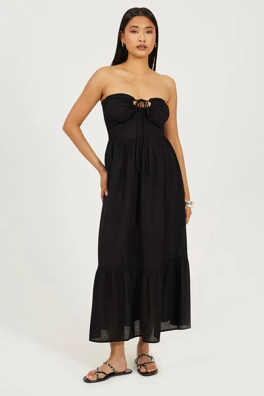 Strapless Tiered Midi Dress - Brave Soul
