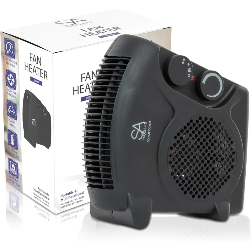 Fan Heater with 2 Heat Settings & Cool Mode - Heaters for Home - Black