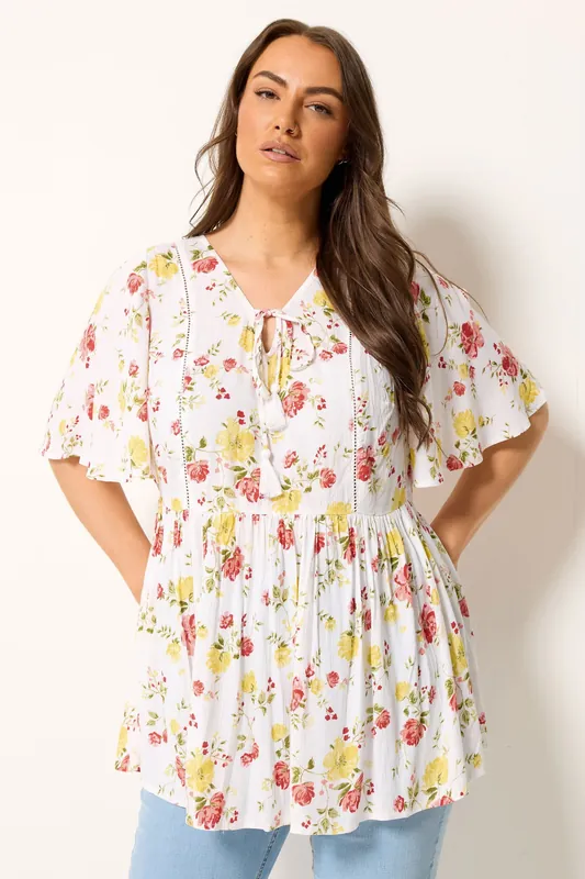 Floral Angel Sleeve Blouse - Yours