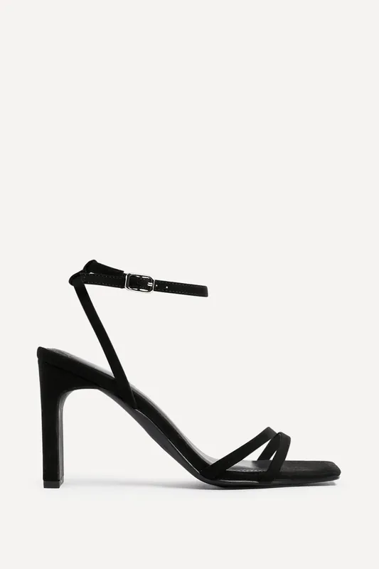 Gesture Black Faux Suede Strappy High Heel - Linzi