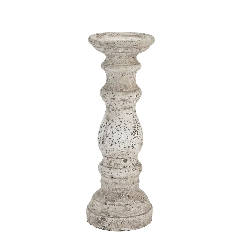 Small Stone Ceramic Column Candle Holder - Love Lace