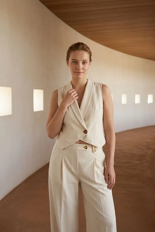 Sleeveless Vest and Wide-Leg Trousers Set