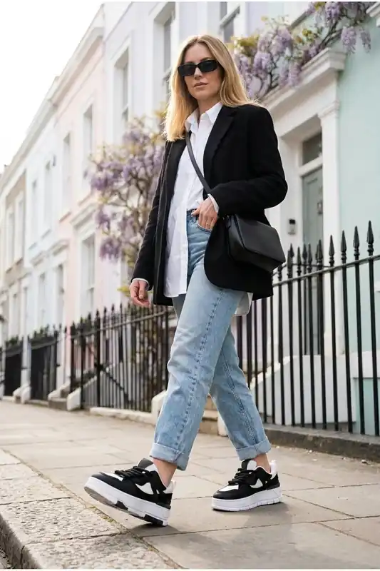 Genevieve Monochrome Chunky Sole Trainers - IKRUSH