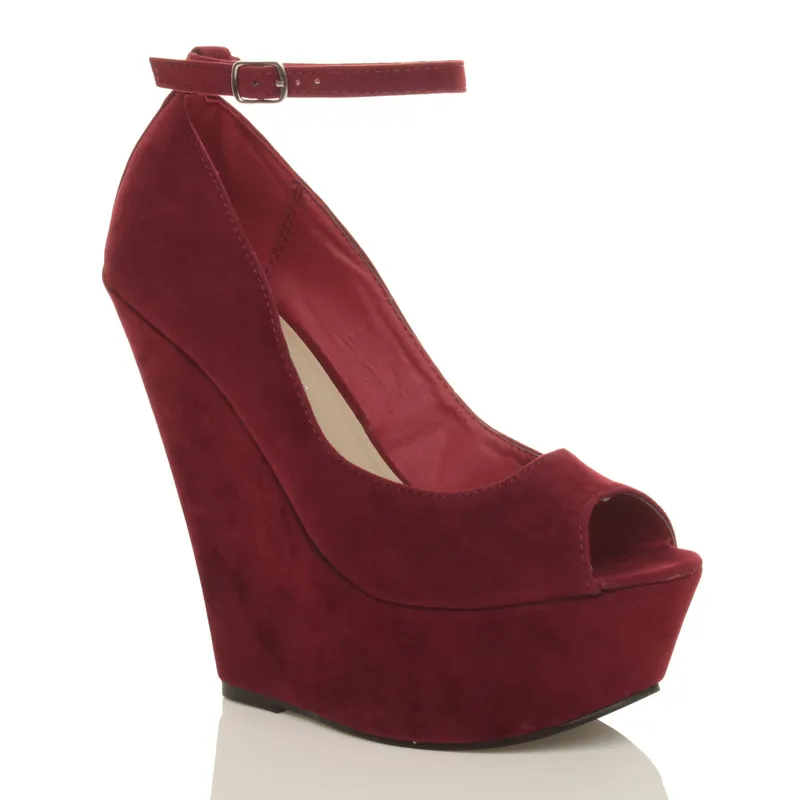 Wedge Heel Ankle Strap Platform 2 Part Heels - AJVANI