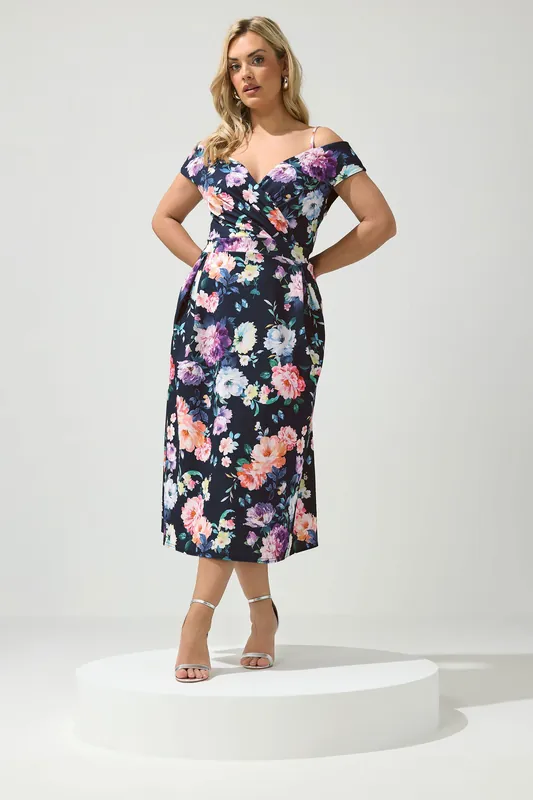 Bardot Floral Skater Dress - Yours
