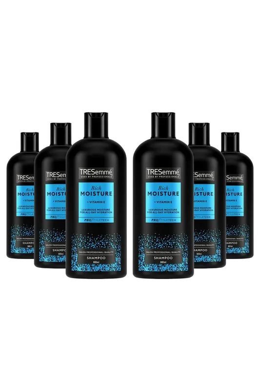 'Shampoo' Rich Moisture with Vitamin E for All-Day Hydration, 6 Pack of 680 ml