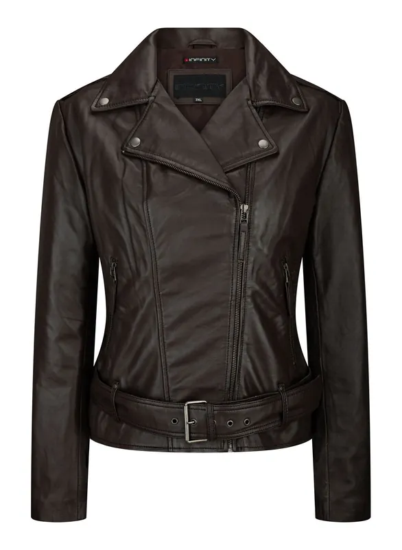 Real Leather Slim Fit Biker Jacket - TruClothing