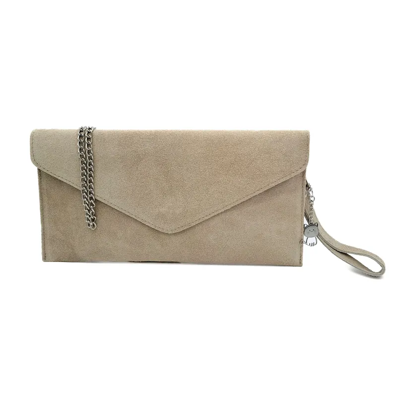 Genuine Italian Suede Envelope Style Cluth Bag Purse Flat Messenger Handbag - Kitise