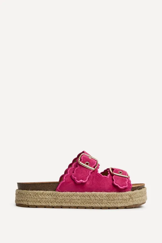 Sonnet Fuchsia Double Buckle Flatform Sandals - Linzi