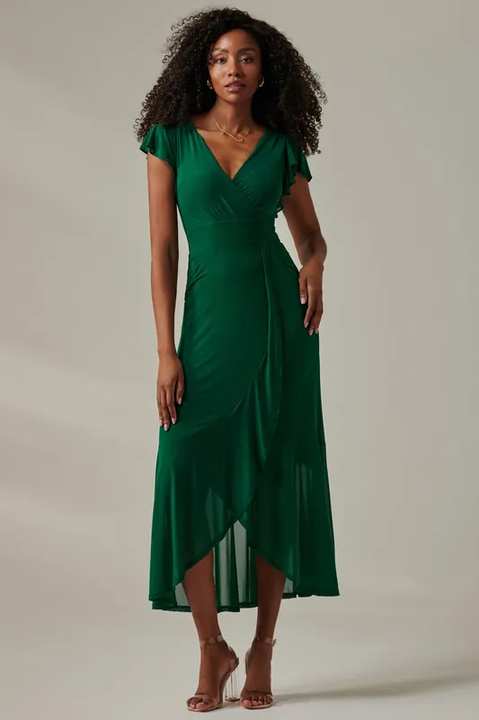 Plain Wrap Mesh Maxi Dress - Jolie Moi