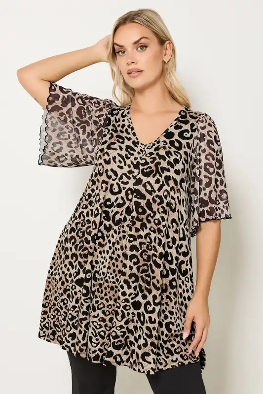 Leopard Mesh Sleeve Top - Yours