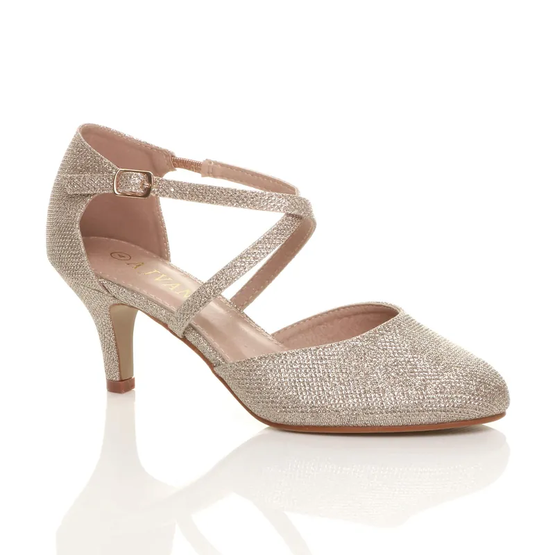 High Heel Crossed Straps Court Shoes - AJVANI