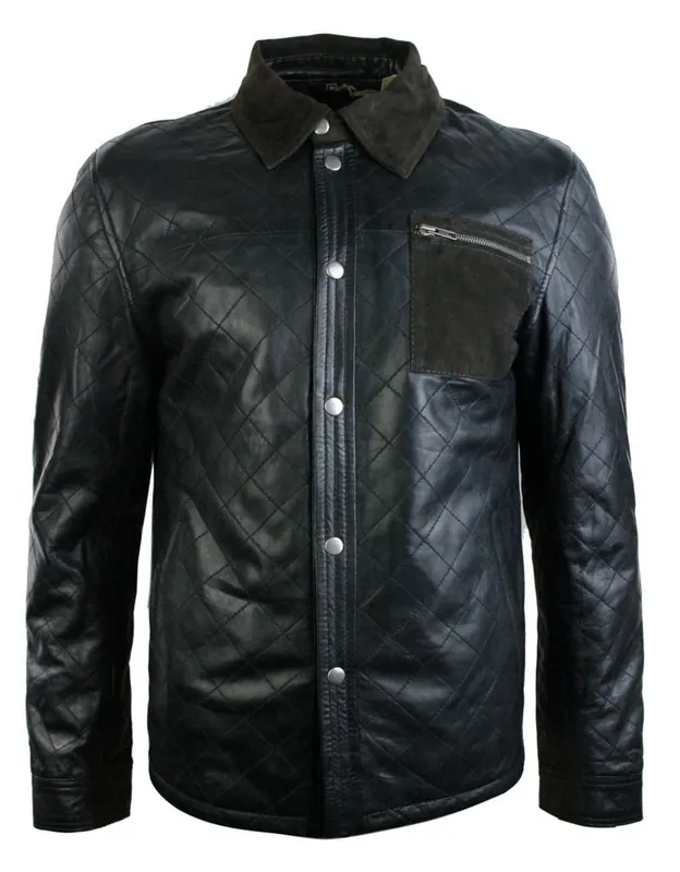 Leather Safari Quilted Jacket Suede - TruClothing
