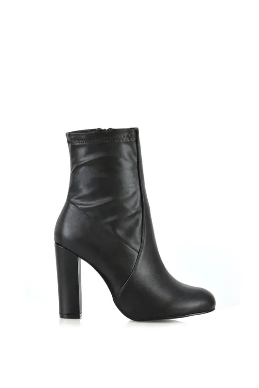 Margot' Block High Heeled Zip-up Stretch Sock Ankle Boots