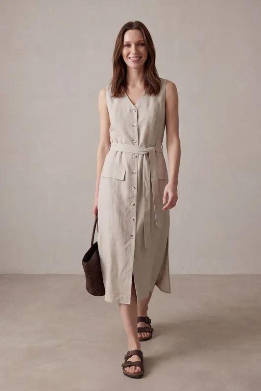 Women's Cotton Poplin Midi Shirt Dress - MyFashion