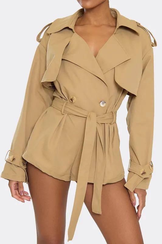 Long Sleeve V-neck Playsuit