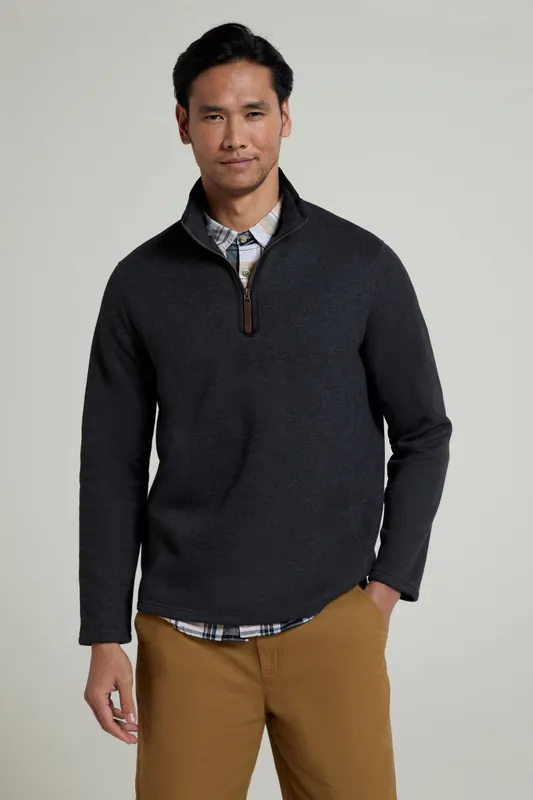 Beta Contrast Zip Neck Top Fleece Everyday Casual Sweater - Mountain Warehouse