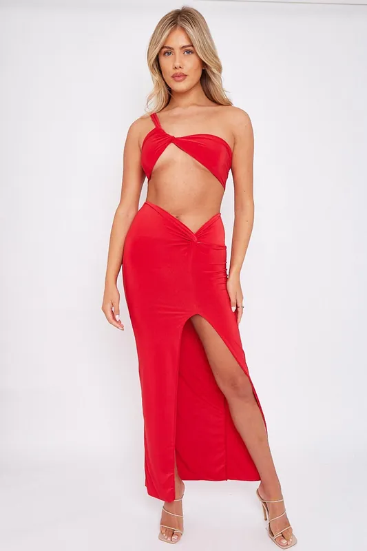Slinky Cross Top and Twisted Maxi Skirt Co-ord