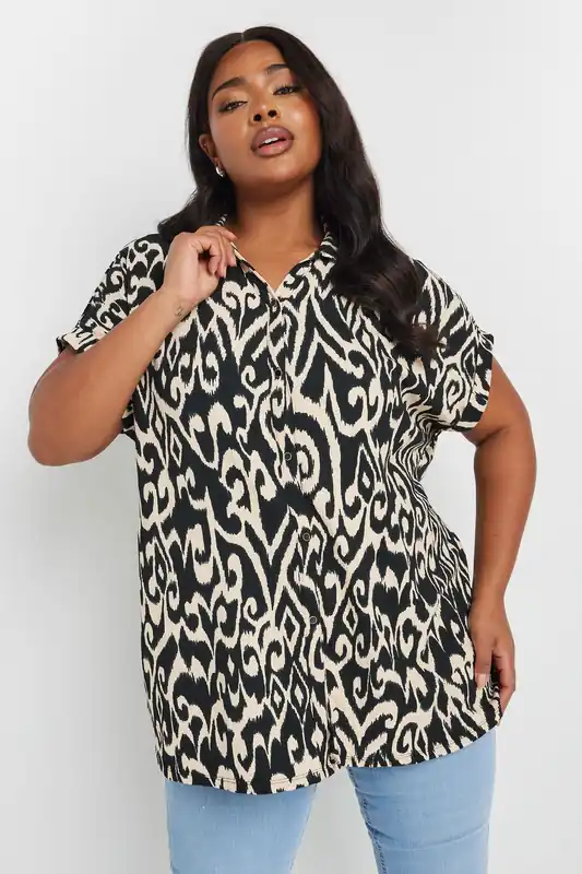 Ikat Print Crinkle Shirt - Yours