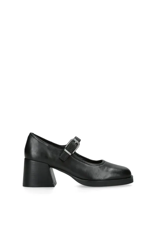 Lisbon Black Leather' Leather Heels - STEVE MADDEN