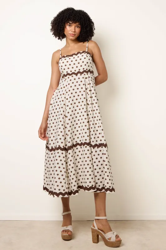 Stone Polka Ric Rac Midi Dress - Blue Vanilla