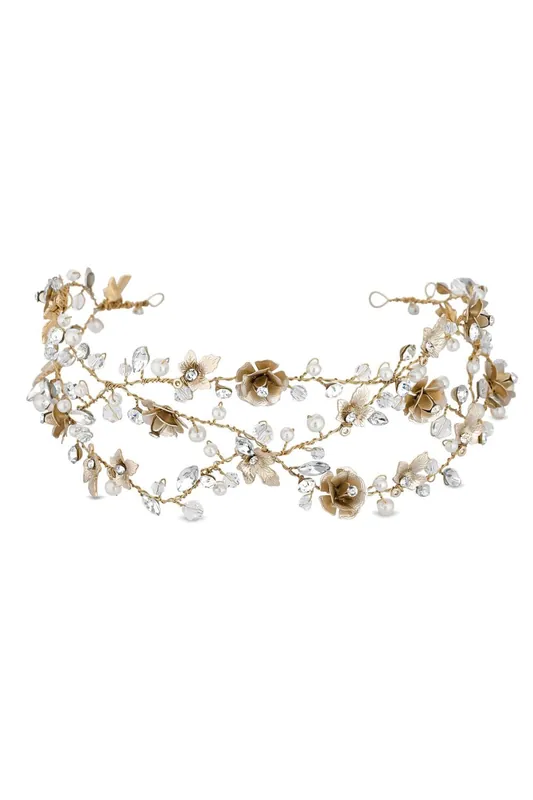 Gold Plated Sienna Gold Floral Hair Vine - Gift Pouch