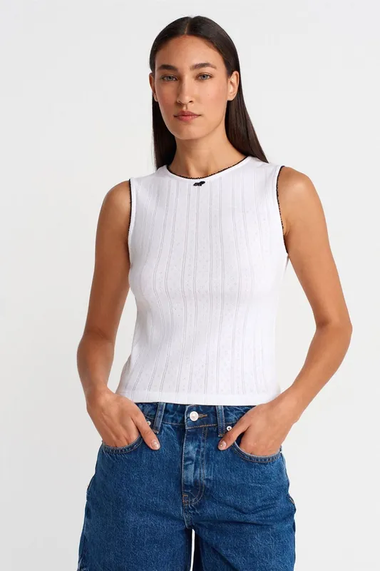 Women's Sleeveless Ribbed Cotton Vest - Dilvin