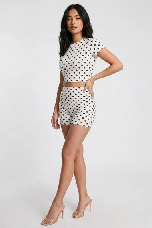 Polka Dot Crop Top and Shorts - Co-Ord Set