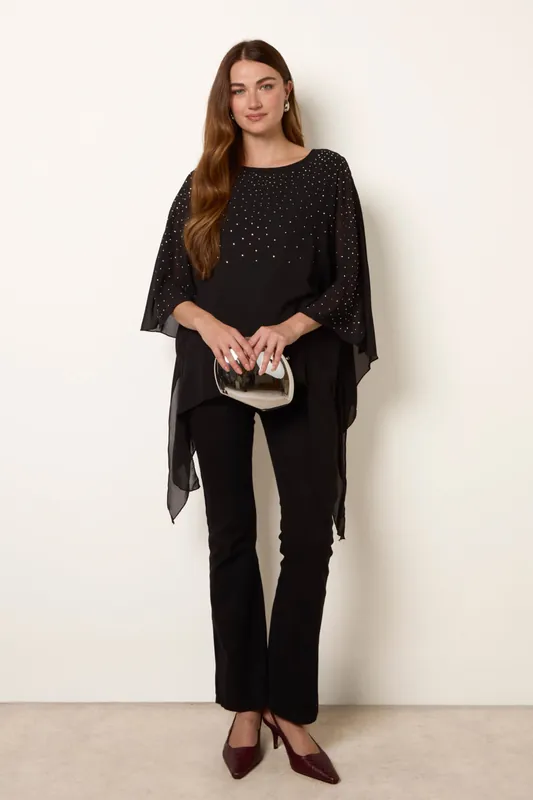 Black Rhinestone Tunic Top - Blue Vanilla