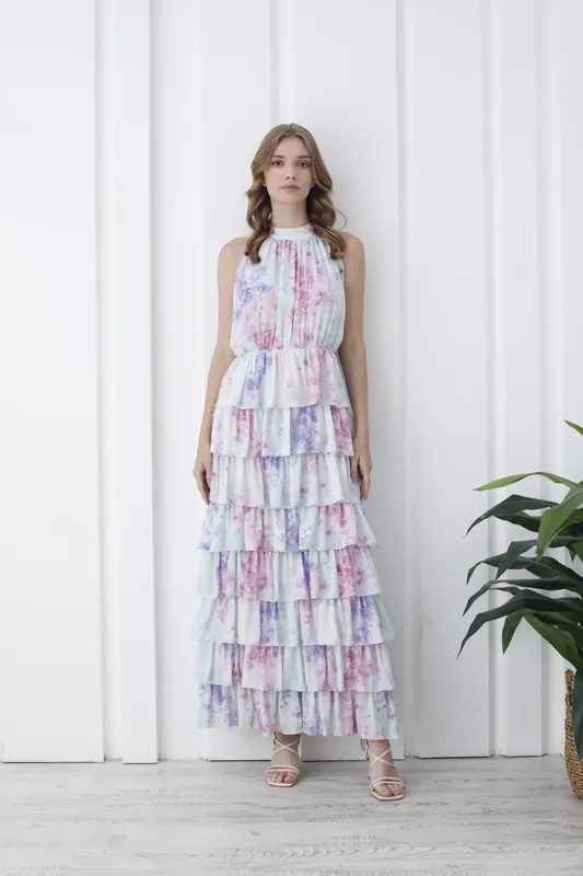 Womens Floral Tiered Maxi Dress - Belissh