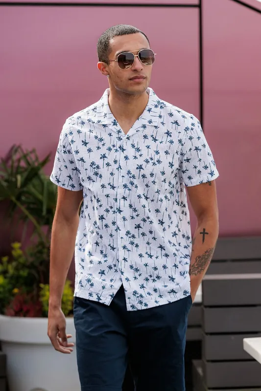 Printed Revere Collar Shirt - Brave Soul