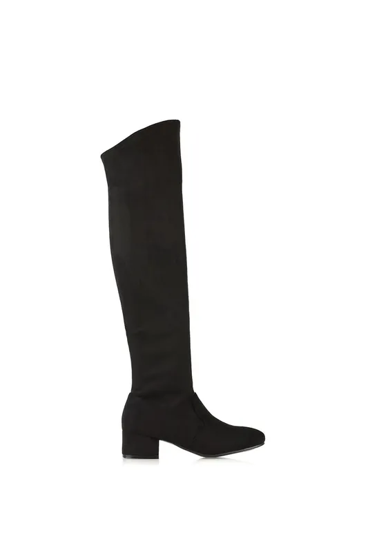 June' Round Toe Knee High Boots With Block Heel - XY London