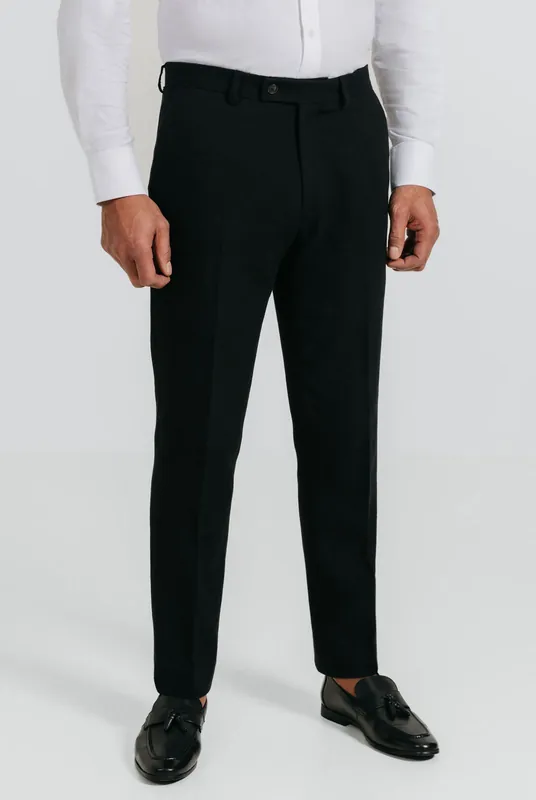Black Linen Twill Suit Trousers - Dobell