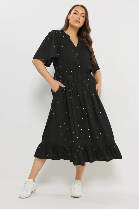 Polka Dot Placket Dress - Yours